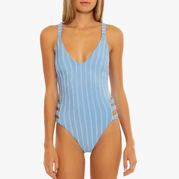 New! Isabella Rose sugar on top striped one piece swimsuit 711 - Picture 1 of 9